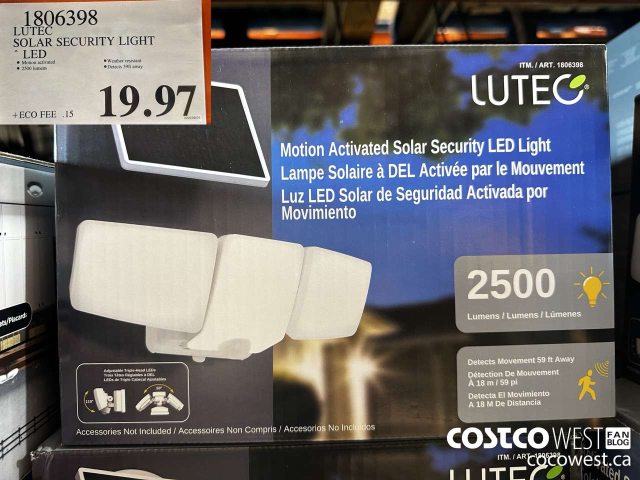 1806398 LUTEC SOLAR SECURITY LIGHT LED $19.97