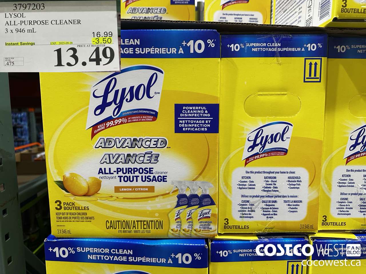 3797203 LYSOL ALL-PURPOSE CLEANER 3 X 946ML ($3.50 INSTANT SAVINGS EXPIRES ON 2025-09-28) $13.49