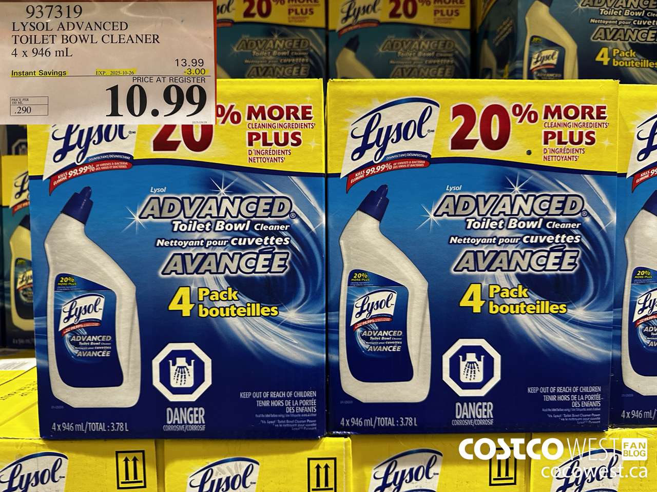 937319 LYSOL TOILET BOWL CLEANER 4 x 946 ML ($3.00 INSTANT SAVINGS EXPIRES ON 2025-10-26) $10.99
