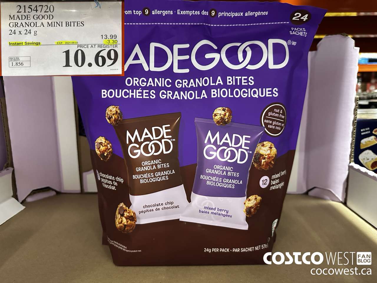 2154720 MADE GOOD GRANOLA MINI BITES 24 X 24G ($3.30 INSTANT SAVINGS EXPIRES ON 2025-09-03) $10.69