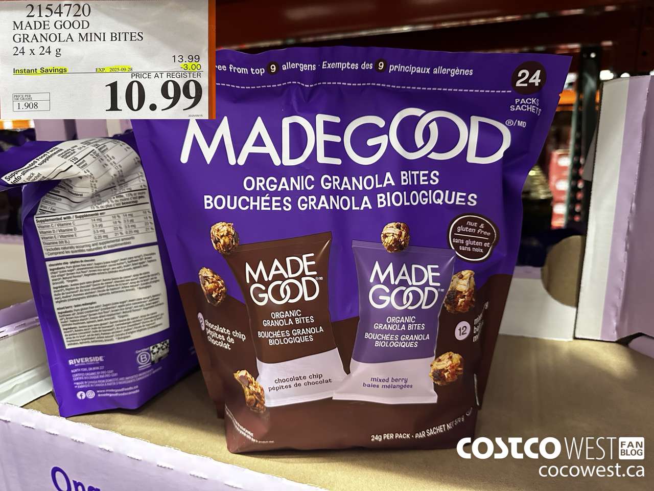 2154720 MADE GOOD GRANOLA MINI BITES 24 X 24G ($3.00 INSTANT SAVINGS EXPIRES ON 2025-09-28) $10.99