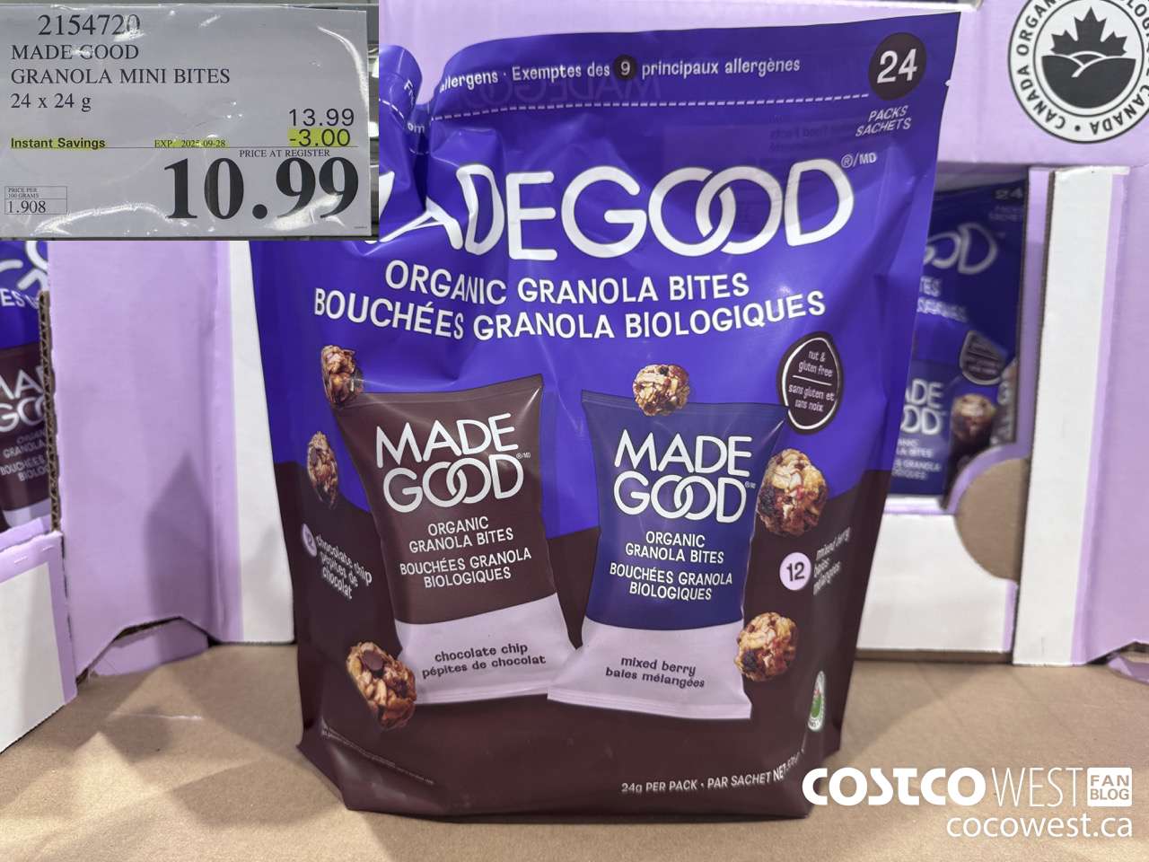 2154720 MADE GOOD GRANOLA MINI BITES 24 X 24G ($3.00 INSTANT SAVINGS EXPIRES ON 2025-09-28) $10.99