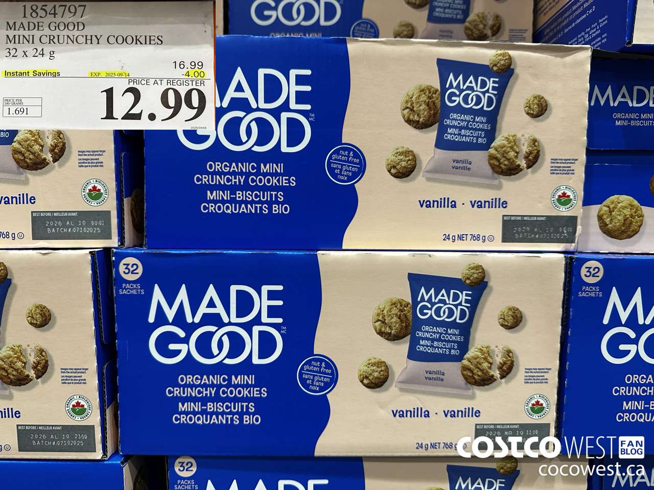 1854797 MADE GOOD MINI CRUNCHY COOKIES 32 X 24G ($4.00 INSTANT SAVINGS EXPIRES ON 2025-09-14) $12.99