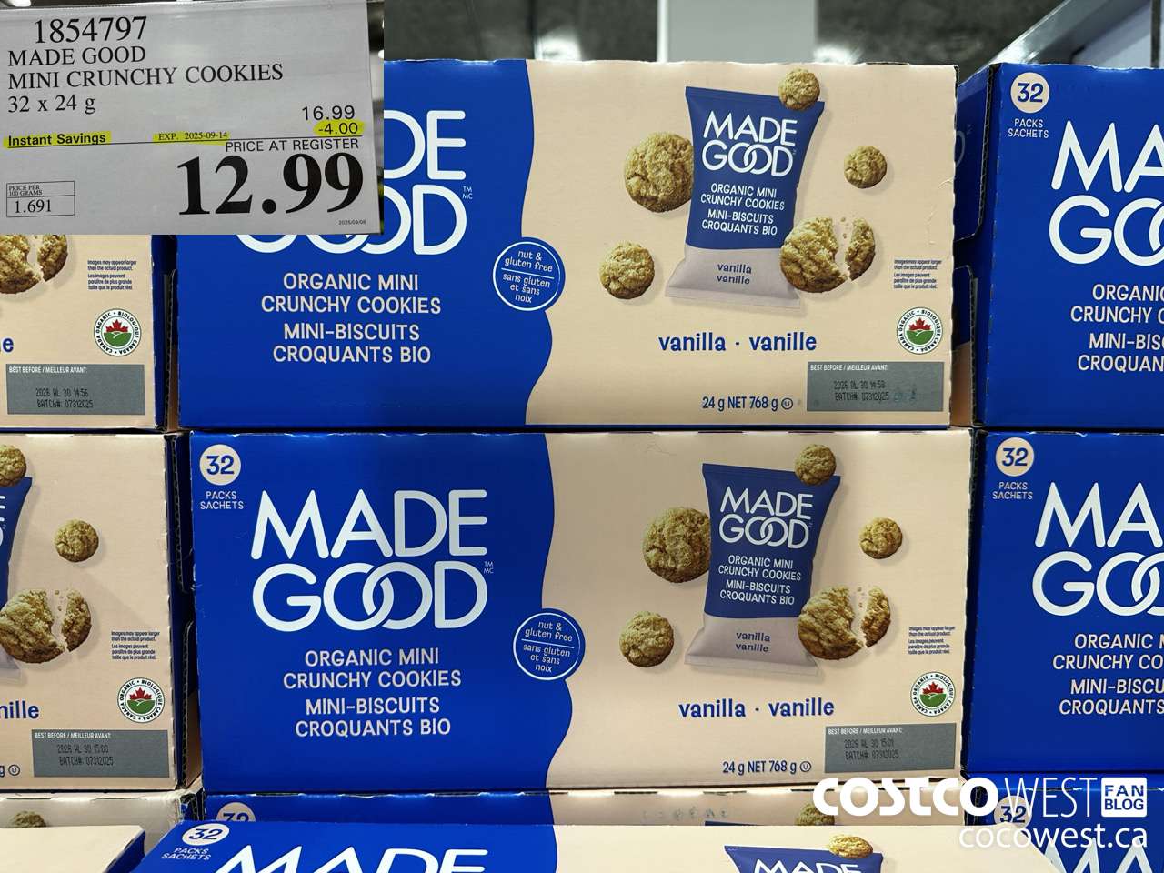 1854797 MADE GOOD MINI CRUNCHY COOKIES 32 X 24G ($4.00 INSTANT SAVINGS EXPIRES ON 2025-09-14) $12.99