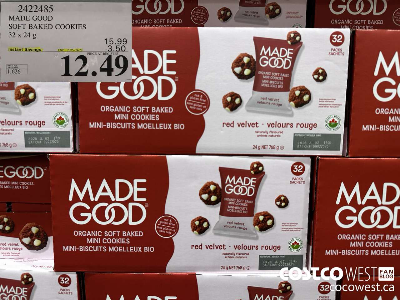 2422485 MADE GOOD SOFT BAKED COOKIES 32 x 24 g ($3.50 INSTANT SAVINGS EXPIRES ON 2025-09-28) $12.49