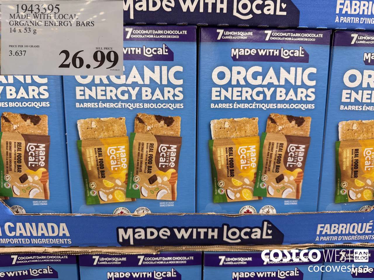 1943395 MADE WITH LOCAL COCONUT LEMON BARS 14 X 53G $26.99