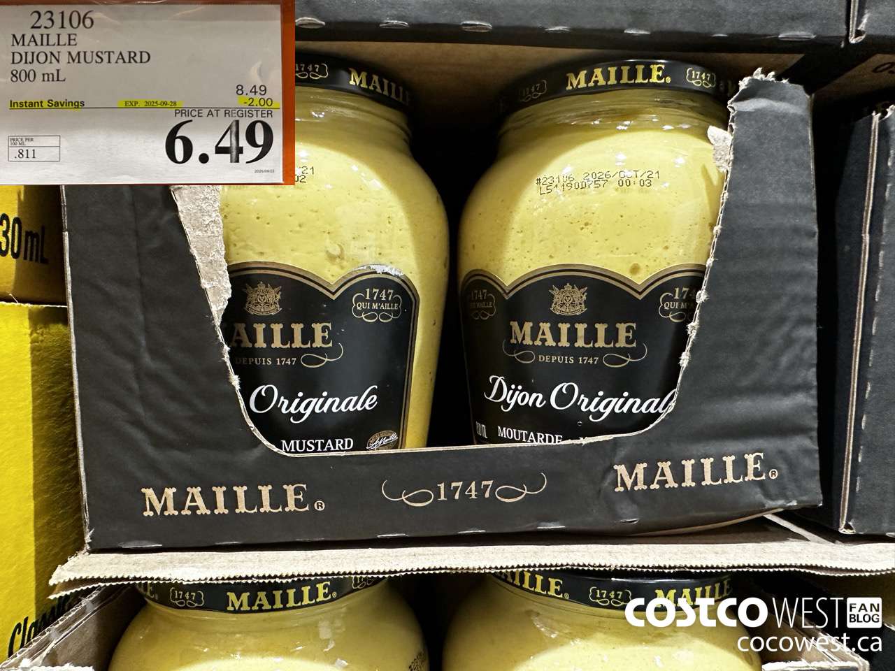 23106 MAILLE DIJON MUSTARD 800 ML ($2.00 INSTANT SAVINGS EXPIRES ON 2025-09-28) $6.49