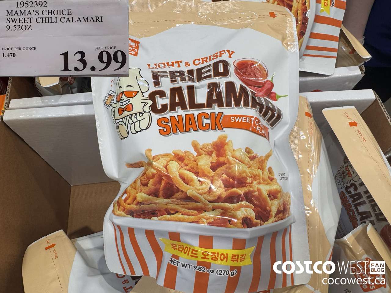 1952392 MAMA'S CHOICE SWEET CHILI CALAMARI 9.52OZ $13.99