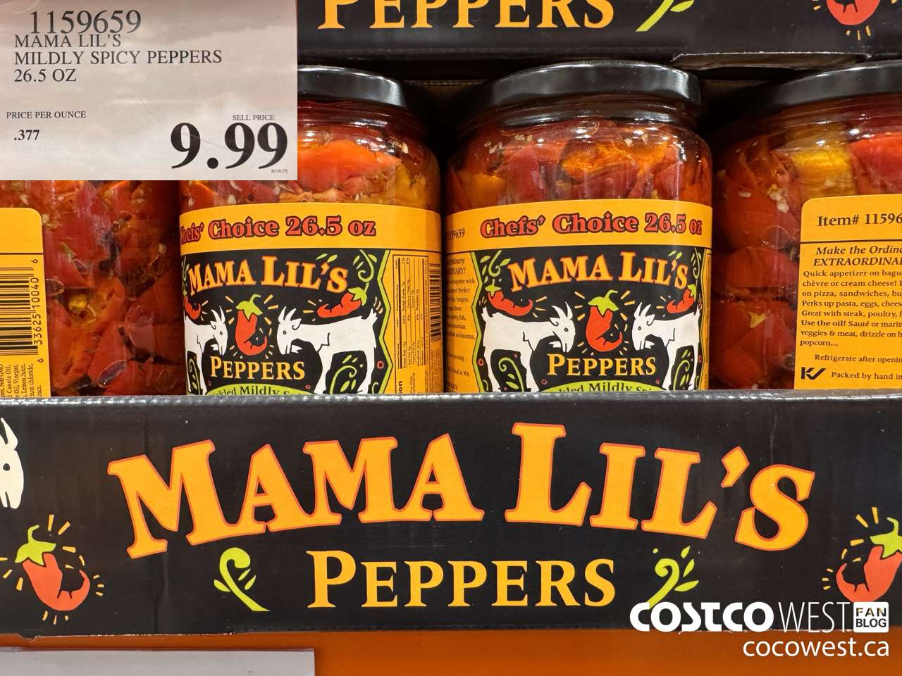 1159659 MAMA LIL'S MILDLY SPICY PEPPERS 26.5 OZ $9.99