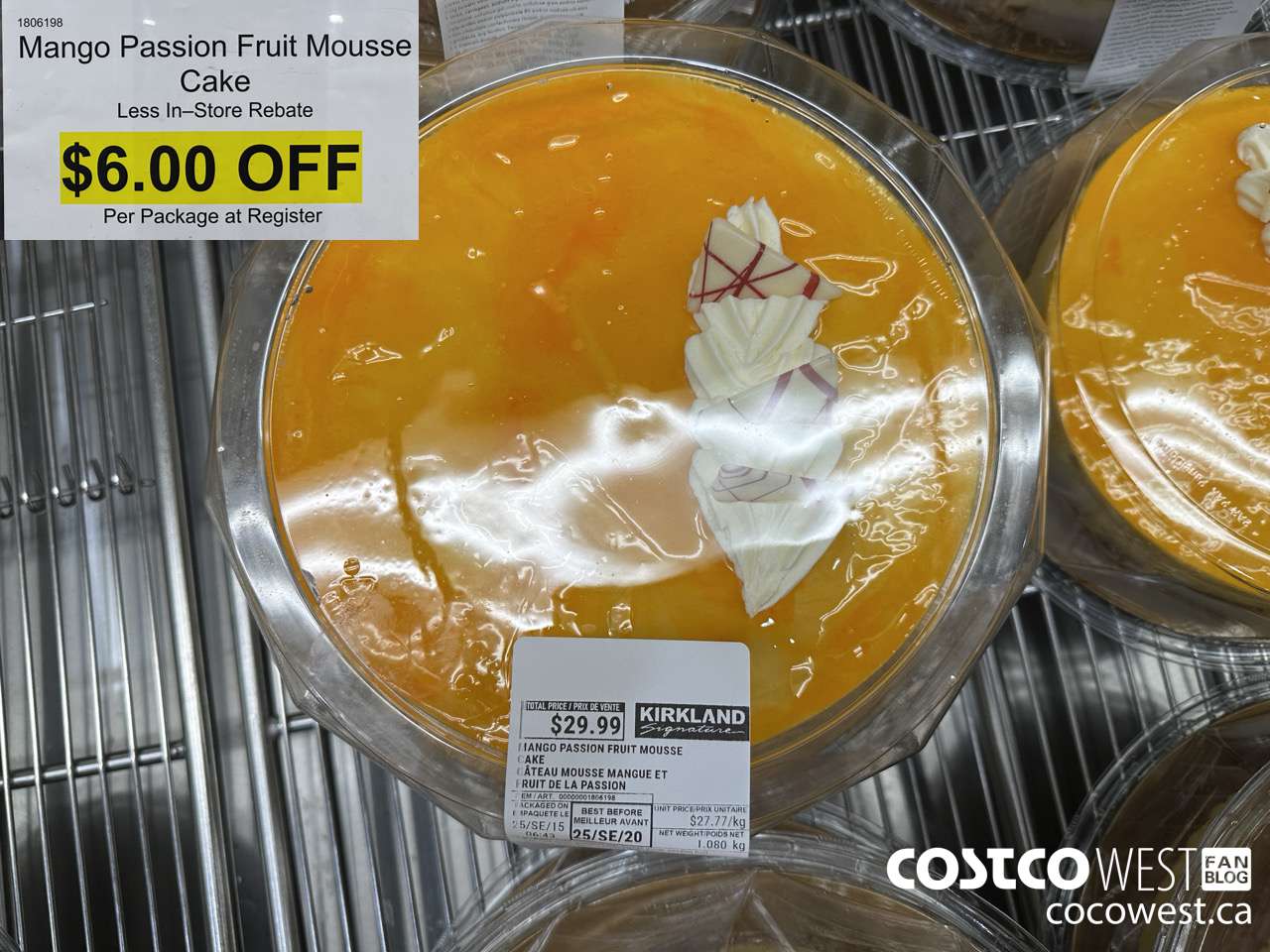 1806198 MANGO PASSION FRUIT MOUSSE CAKE ($6.00 INSTANT SAVINGS)