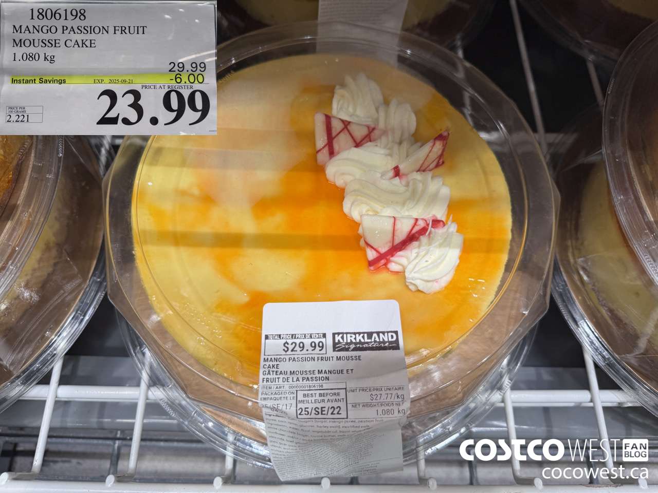 1806198 MANGO PASSION FRUIT MOUSSE CAKE ($6.00 INSTANT SAVINGS EXPIRES ON 2025-09-21) $23.99