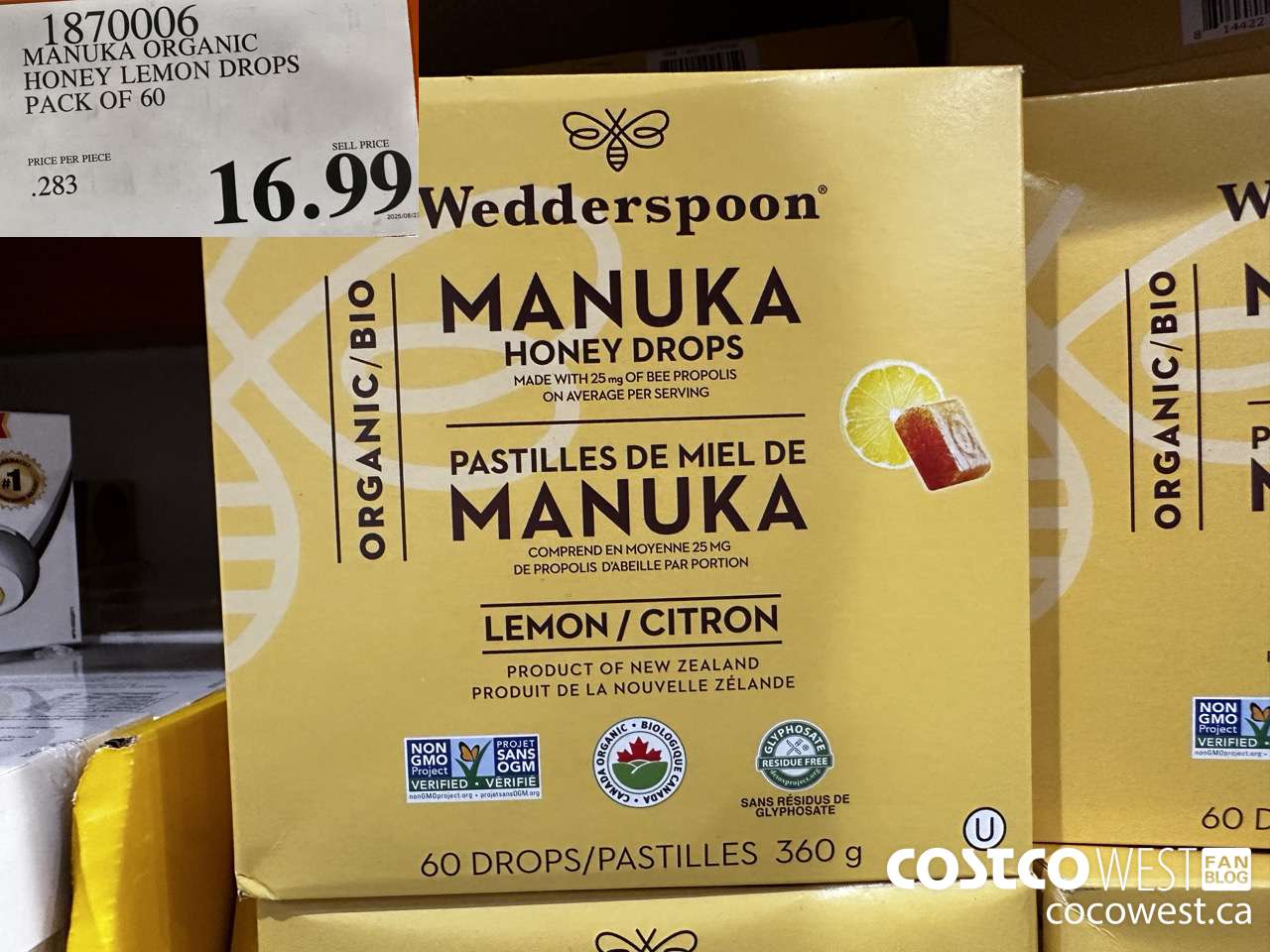 1870006 MANUKA ORGANIC HONEY LEMON DROPS 60CT $16.99