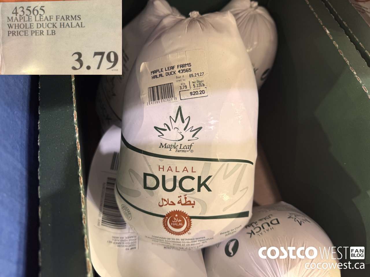 43565 MAPLE LEAF FARMS WHOLE DUCK HALAL PRICE PER LB $3.79