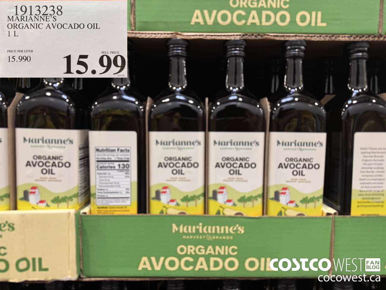 1913238 MARIANNE'S ORGANIC AVOCADO OIL 1L $15.99