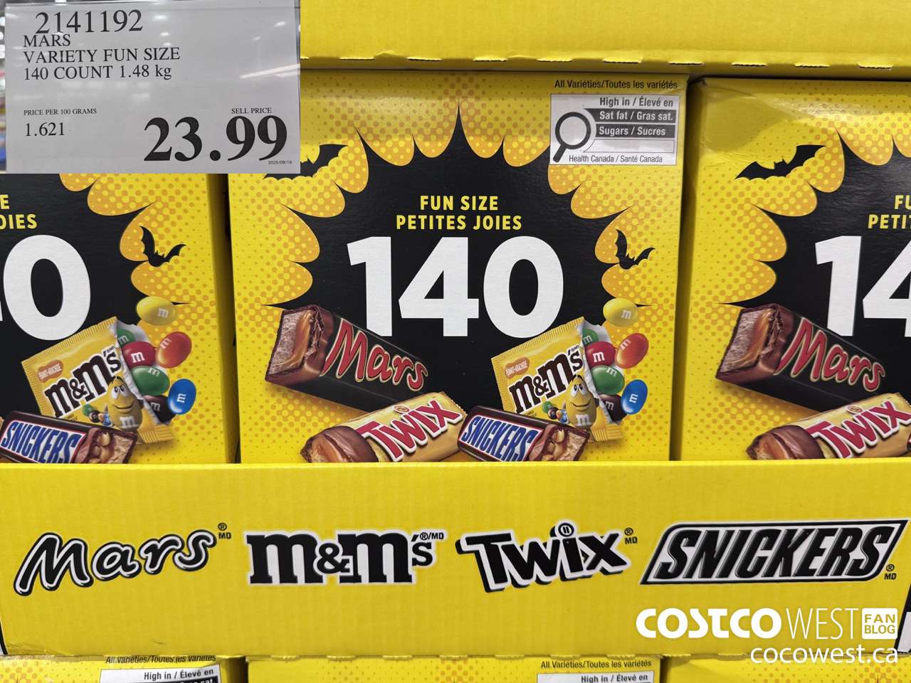 2141192 MARS VARIETY FUN SIZE 140 COUNT 1.48KG $23.99