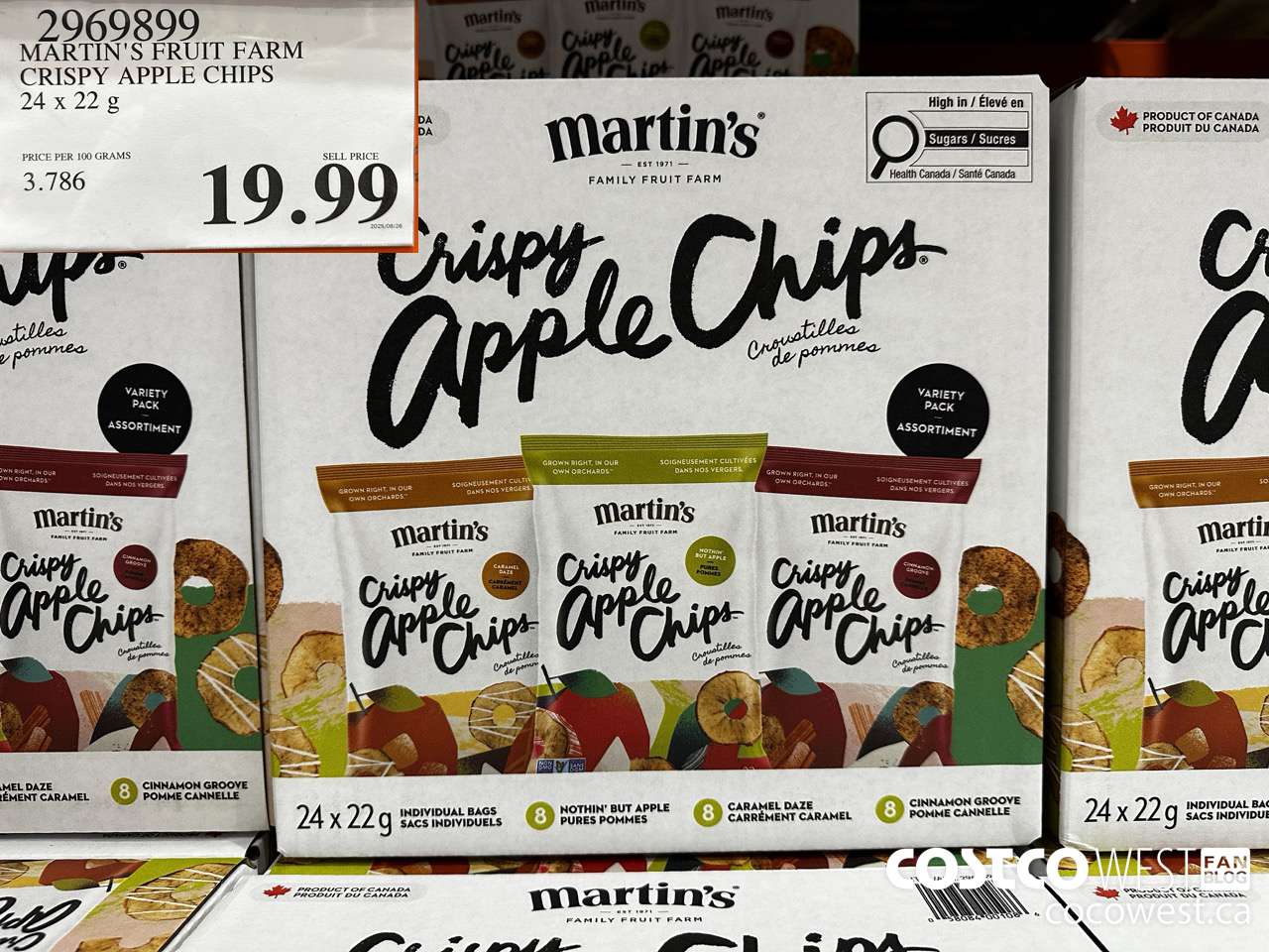 2969899 MARTIN'S FRUIT FARM CRISPY APPLE CHIPS 24 X 22G $19.99