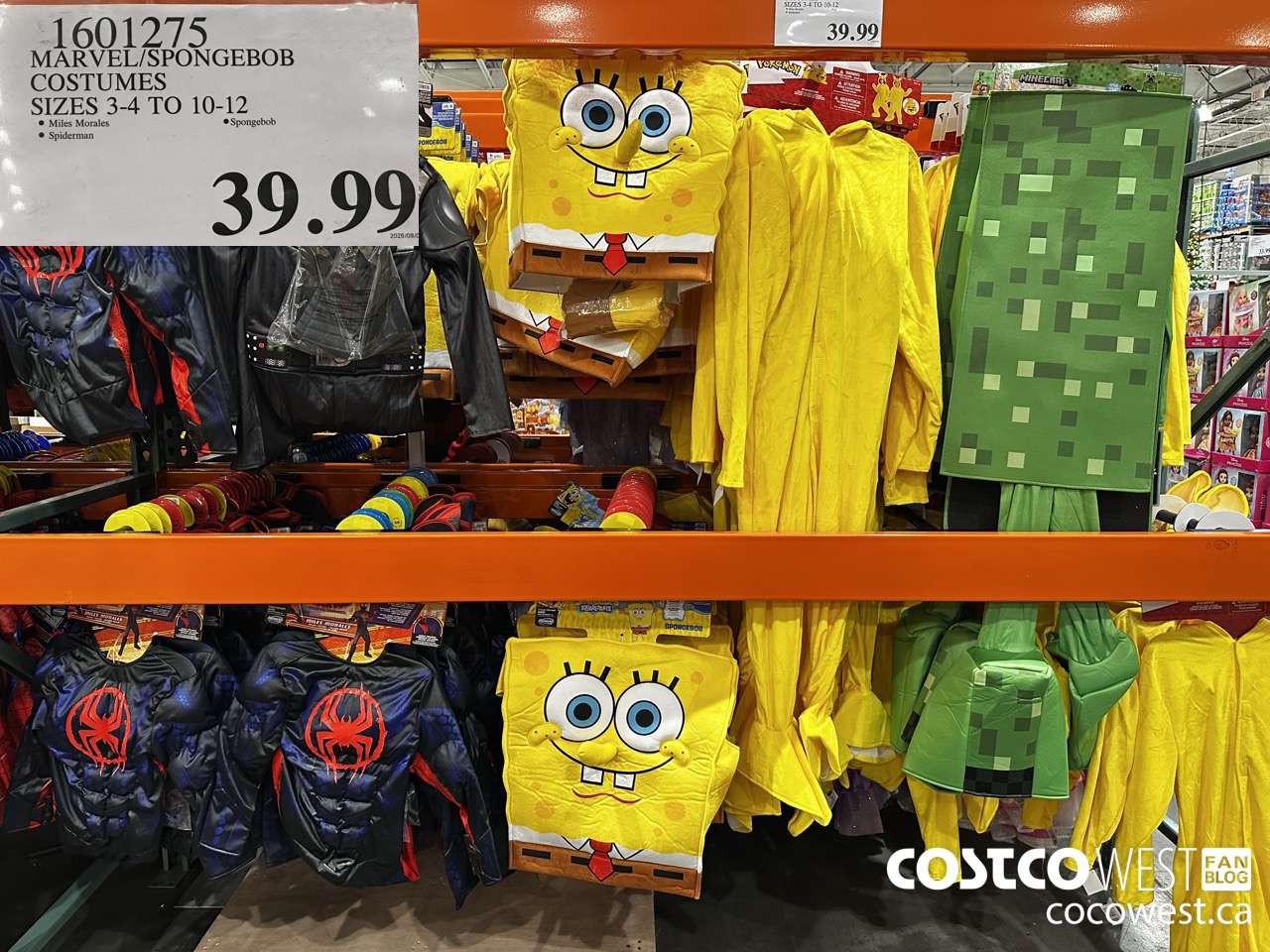 1601275 MARVEL/SPONGEBOB COSTUMES SIZES 3-4 TO 10-12 $39.99