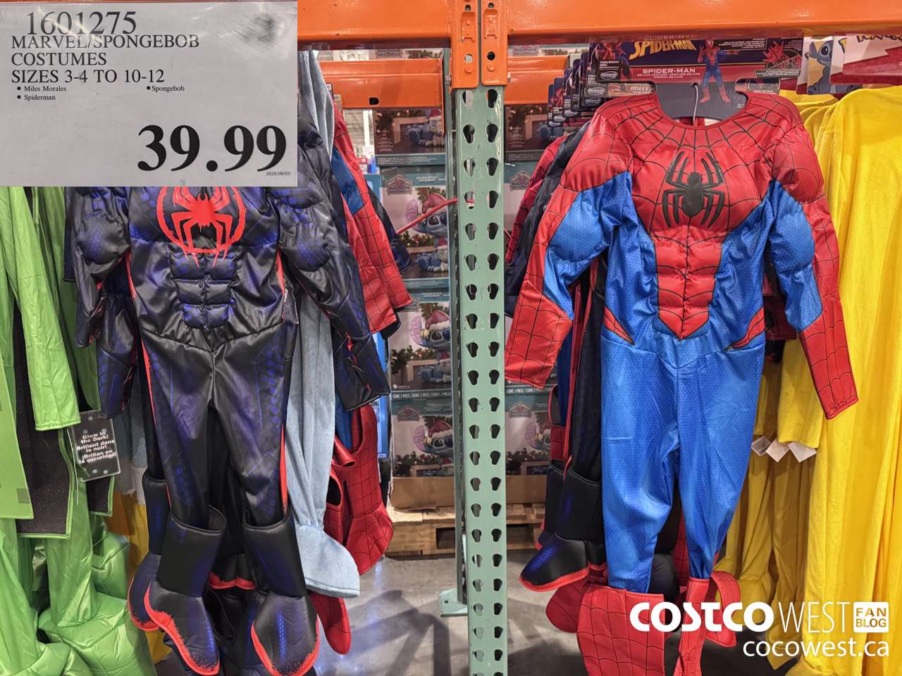 1601275 MARVEL/SPONGEBOB COSTUMES SIZES 3-4 TO 10-12 $39.99