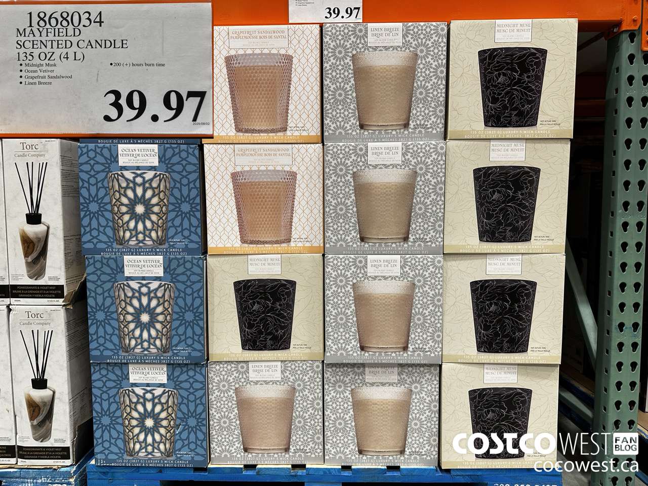 1868034 MAYFIELD SCENTED CANDLE 135 OZ (4L) $39.97