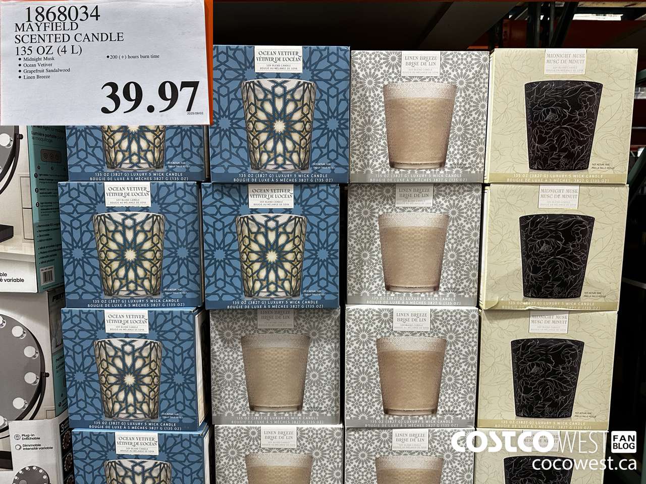 1868034 MAYFIELD SCENTED CANDLE 135 OZ (4L) $39.97