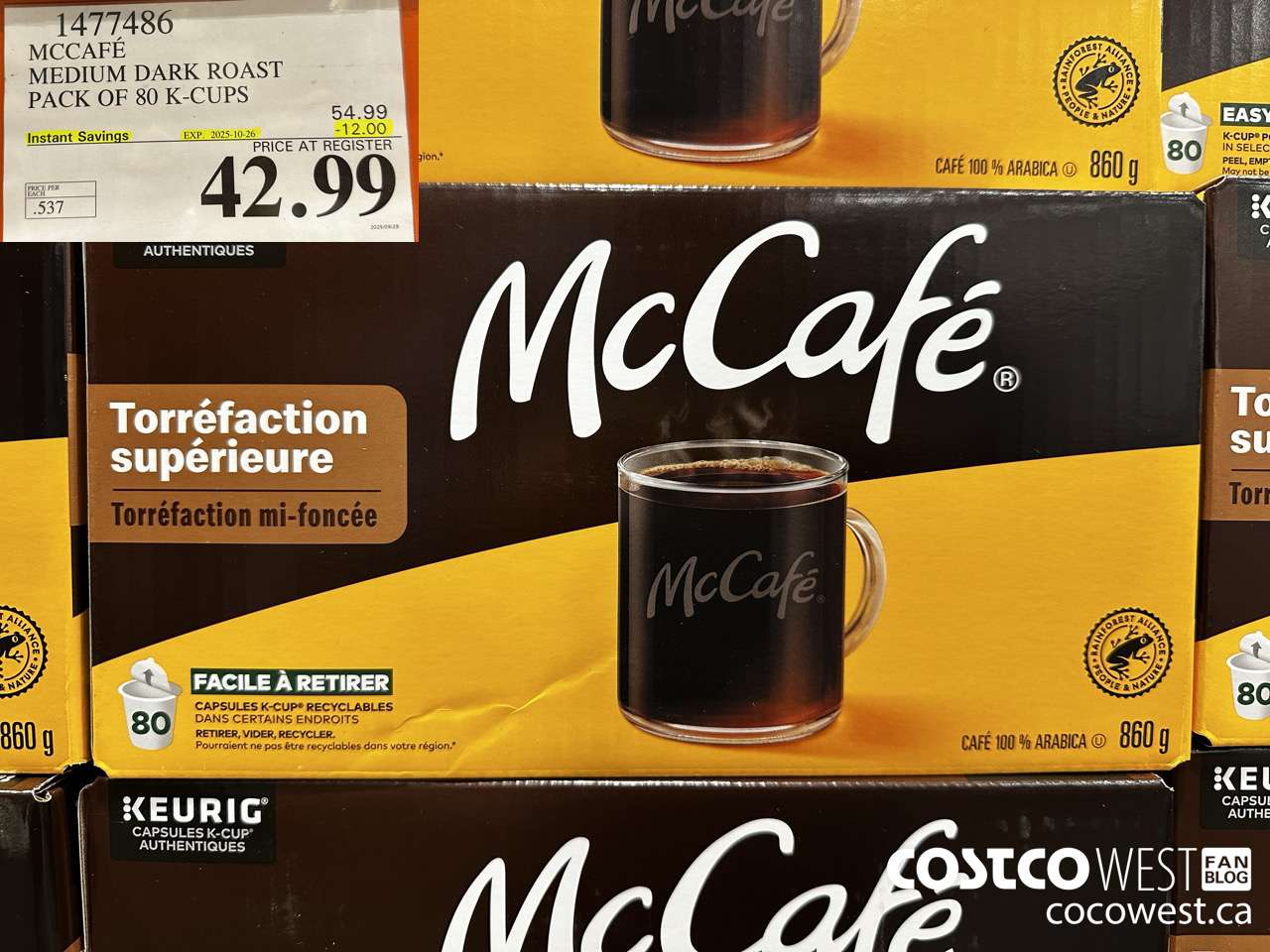 1477486 MCCAFE MEDIUM ROAST K-CUPS 80 COUNT ($12.00 INSTANT SAVINGS EXPIRES ON 2025-10-26) $42.99