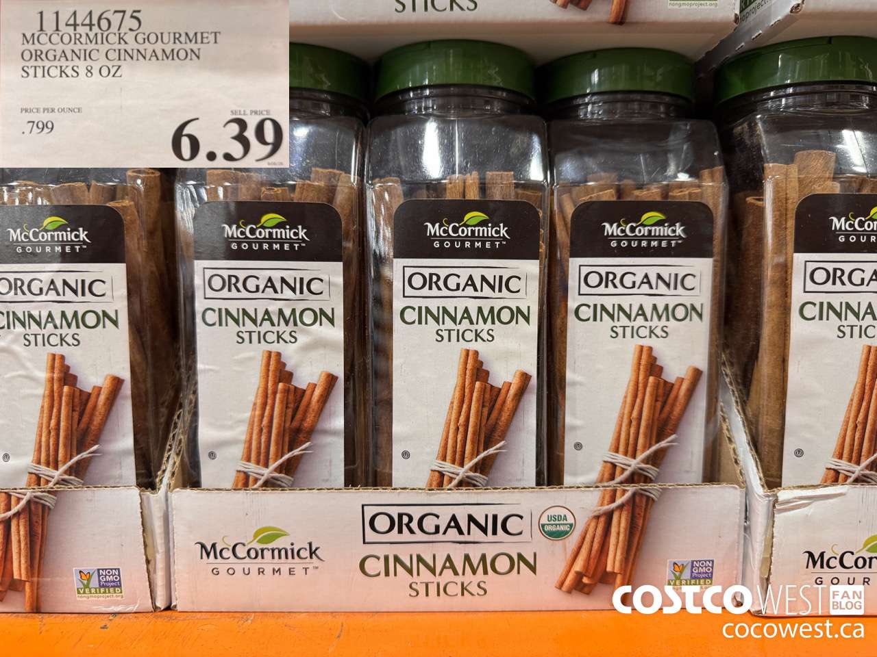 1144675 MCCORMICK GOURMET ORGANIC CINNAMON STICKS 8 OZ $6.39