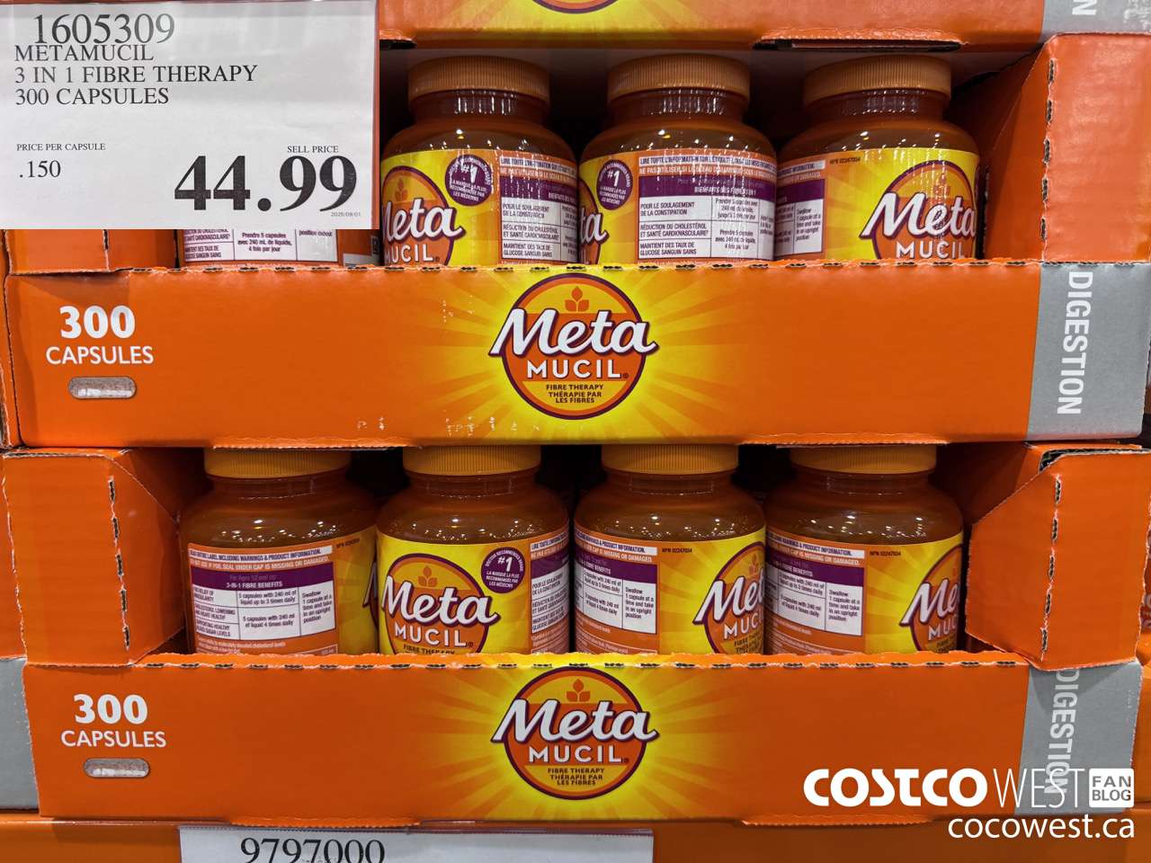 1605309 METAMUCIL PSYLLIUM FIBRES 300 CAPSULES $44.99