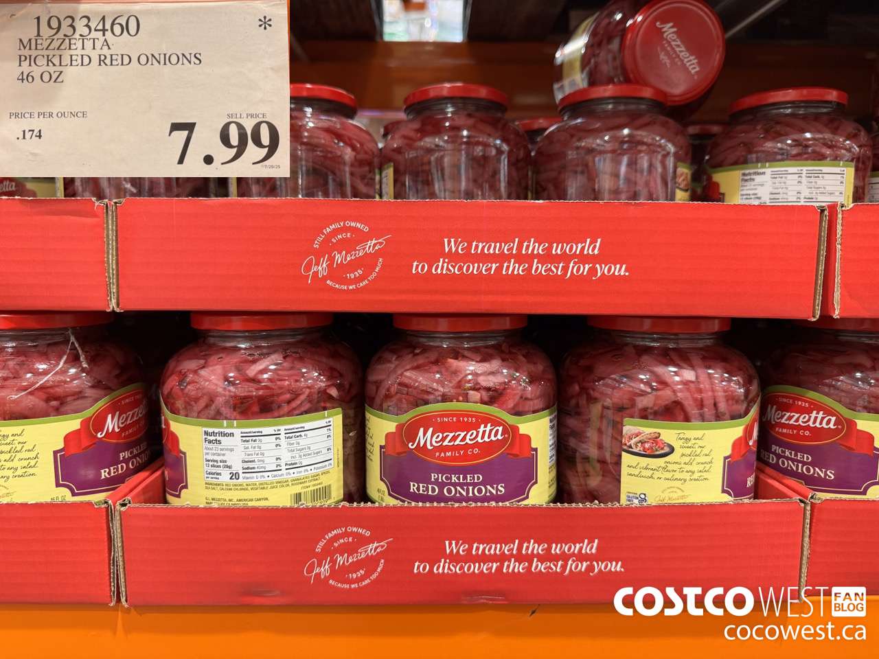 1933460 MEZZETTA PICKLED RED ONIONS 46 OZ $7.99