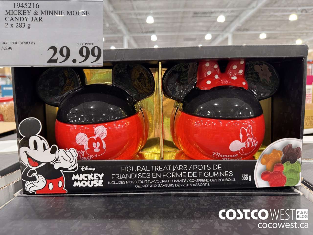1945216 MICKEY & MINNIE MOUSE CANDY JAR 2 X 283G $29.99