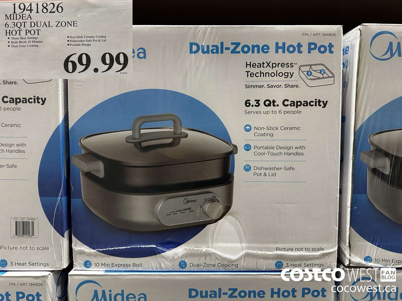 1941826 MIDEA 6.3QT DUAL ZONE HOT POT $69.99