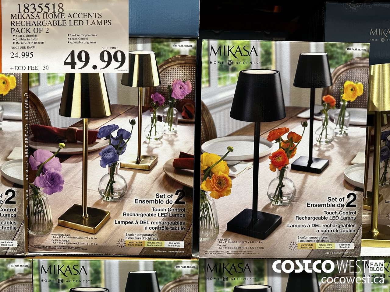 1835518 MIKASA HOME ACCENTS RECHARGABLE LED LAMPS PACK OF 2 $49.99