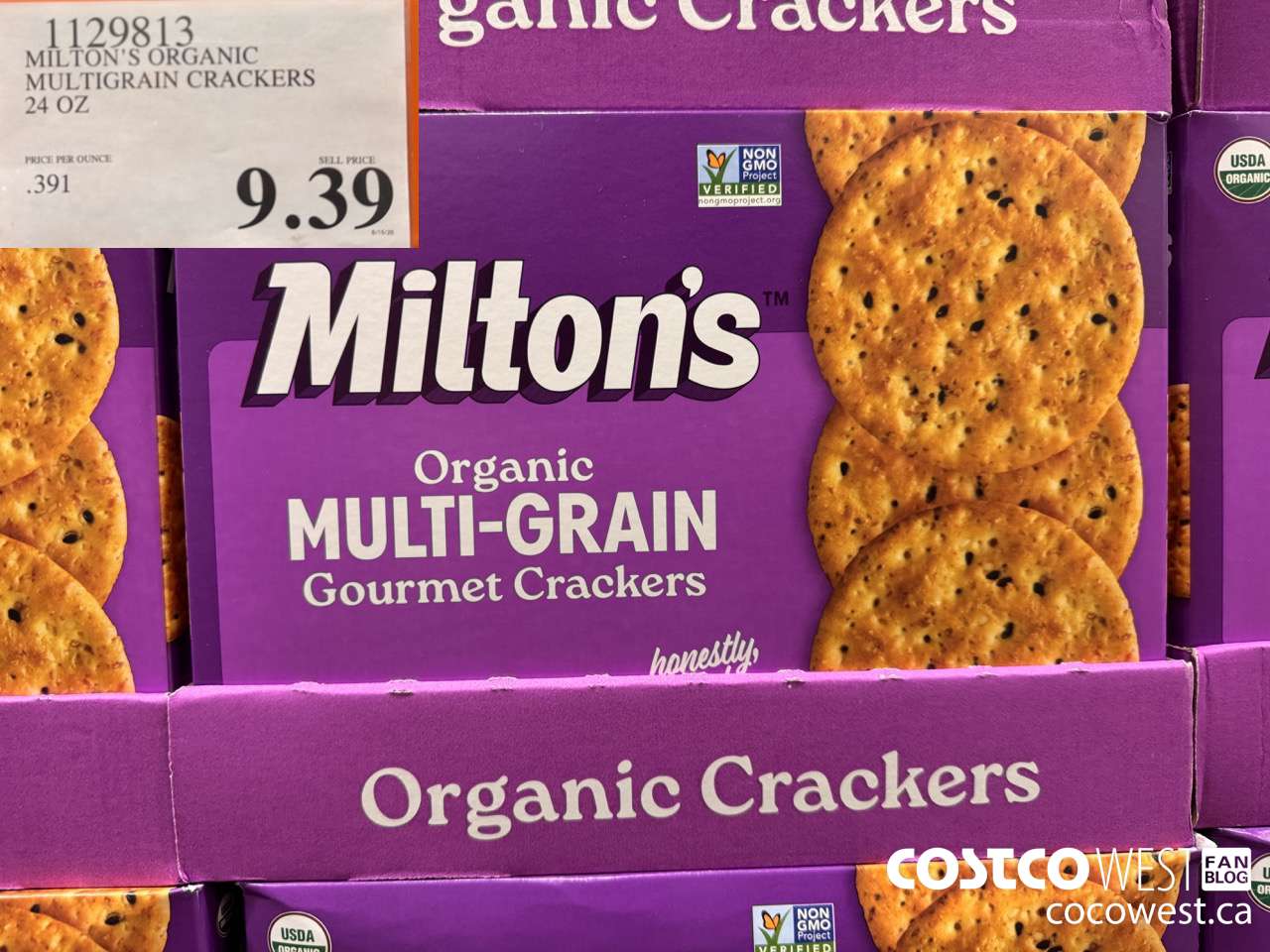 1129813 MILTON'S ORGANIC MULTIGRAIN CRACKERS 24 OZ $9.39