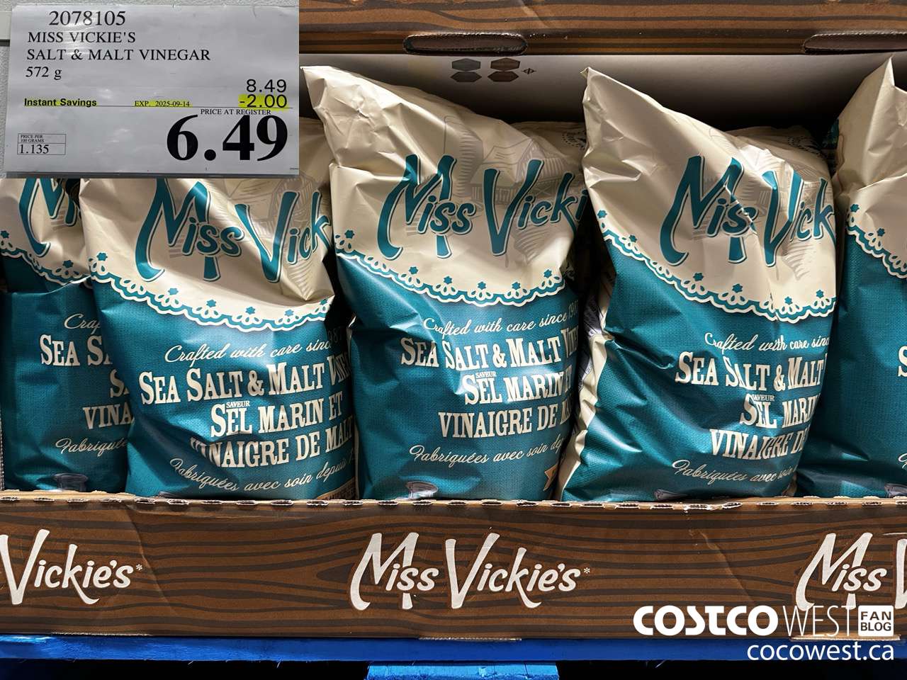 2078105 MISS VICKIE'S SALT & MALT VINEGAR 572G ($2.00 INSTANT SAVINGS EXPIRES ON 2025-09-14) $6.49