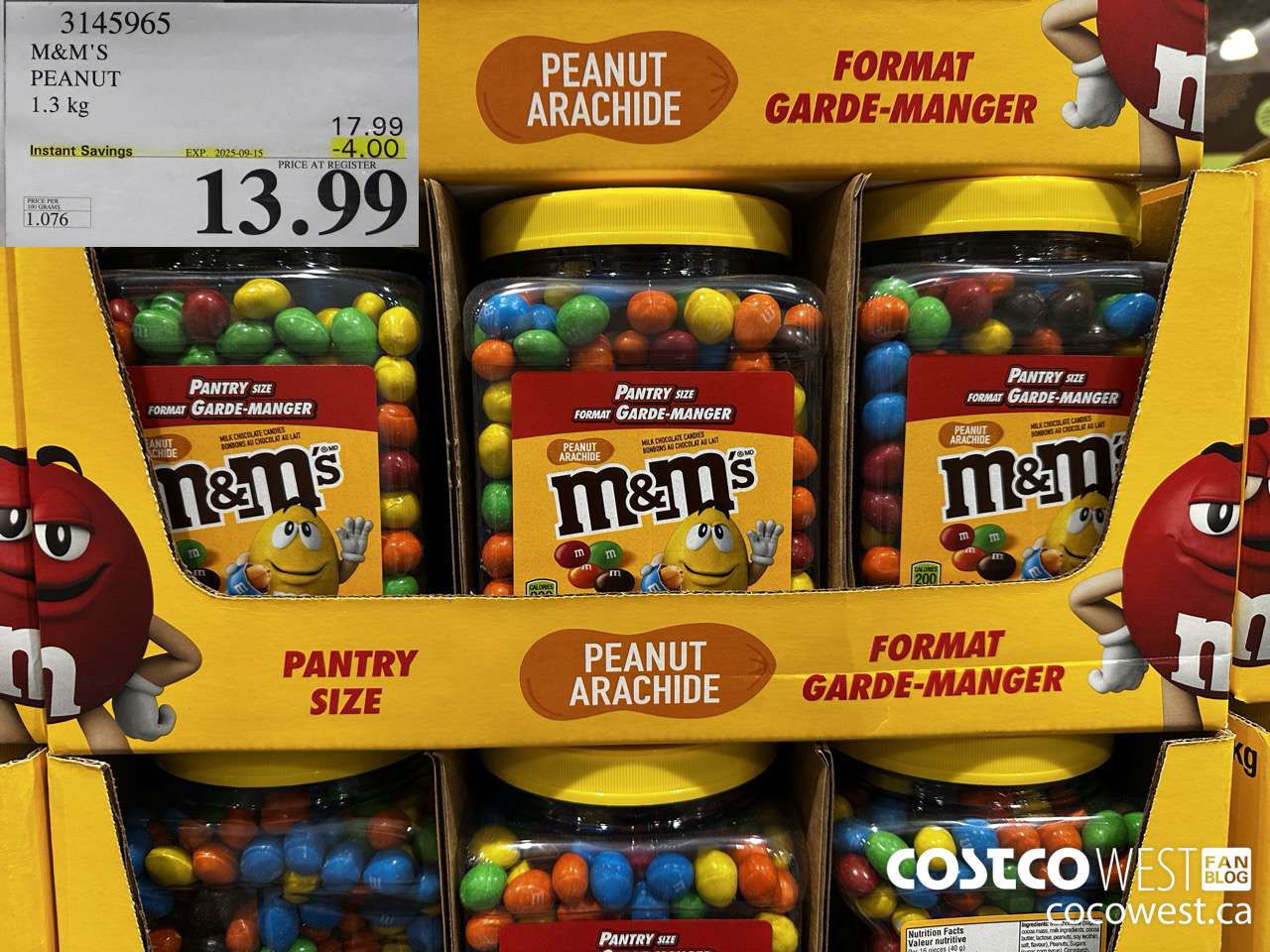 3145965 M&M'S PEANUT 1.3 KG ($4.00 INSTANT SAVINGS EXPIRES ON 2025-09-15) $13.99