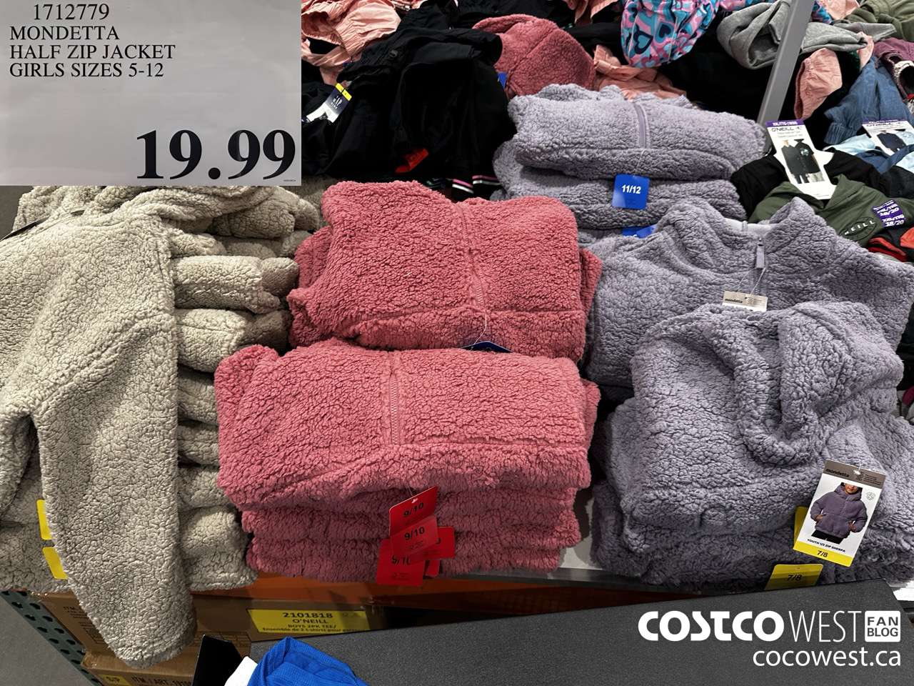 1712779 MONDATTA HALF ZIP JACKET GIRLS SIZES 5-12 $19.99