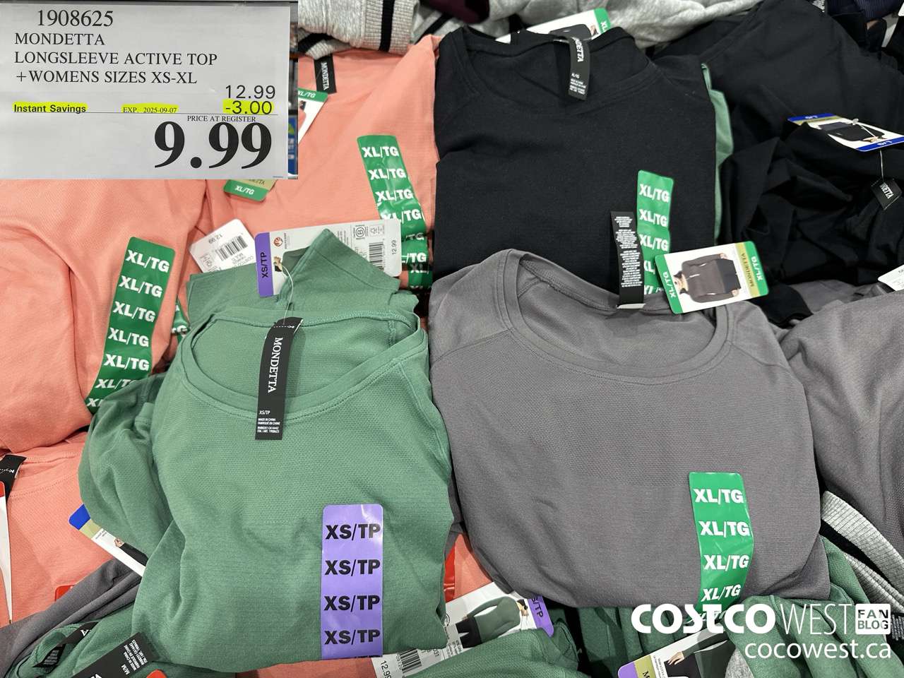 1908625 MONDETTA LONGSLEEVE ACTIVE TOP WOMENS SIZES XS-XL ($3.00 INSTANT SAVINGS EXPIRES ON 2025-09-07) $9.99