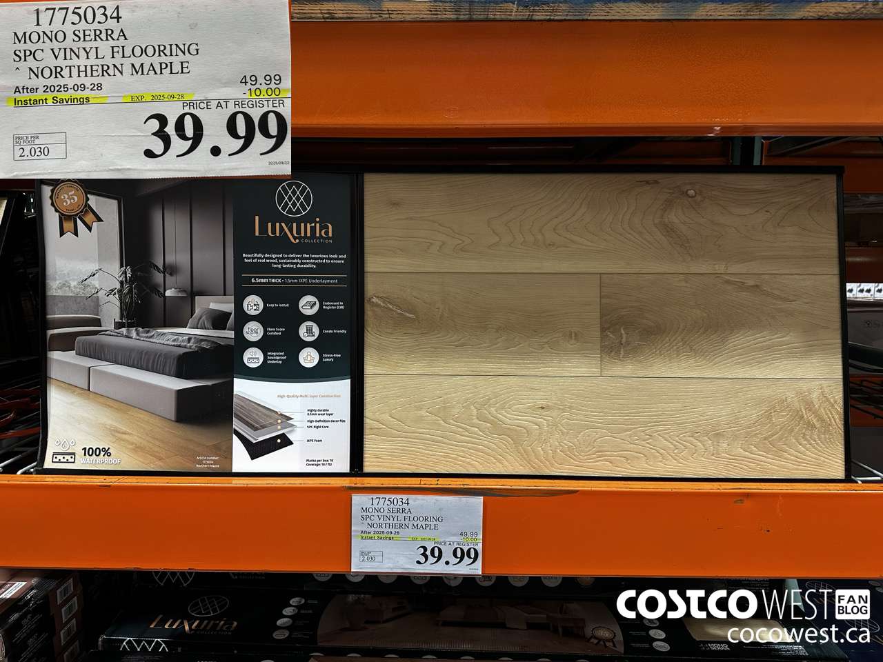 1775034 MONO SERRA SPC VINYL FLOORING NORTHERN MAPLE ($10.00 INSTANT SAVINGS EXPIRES ON 2025-09-28) $39.99