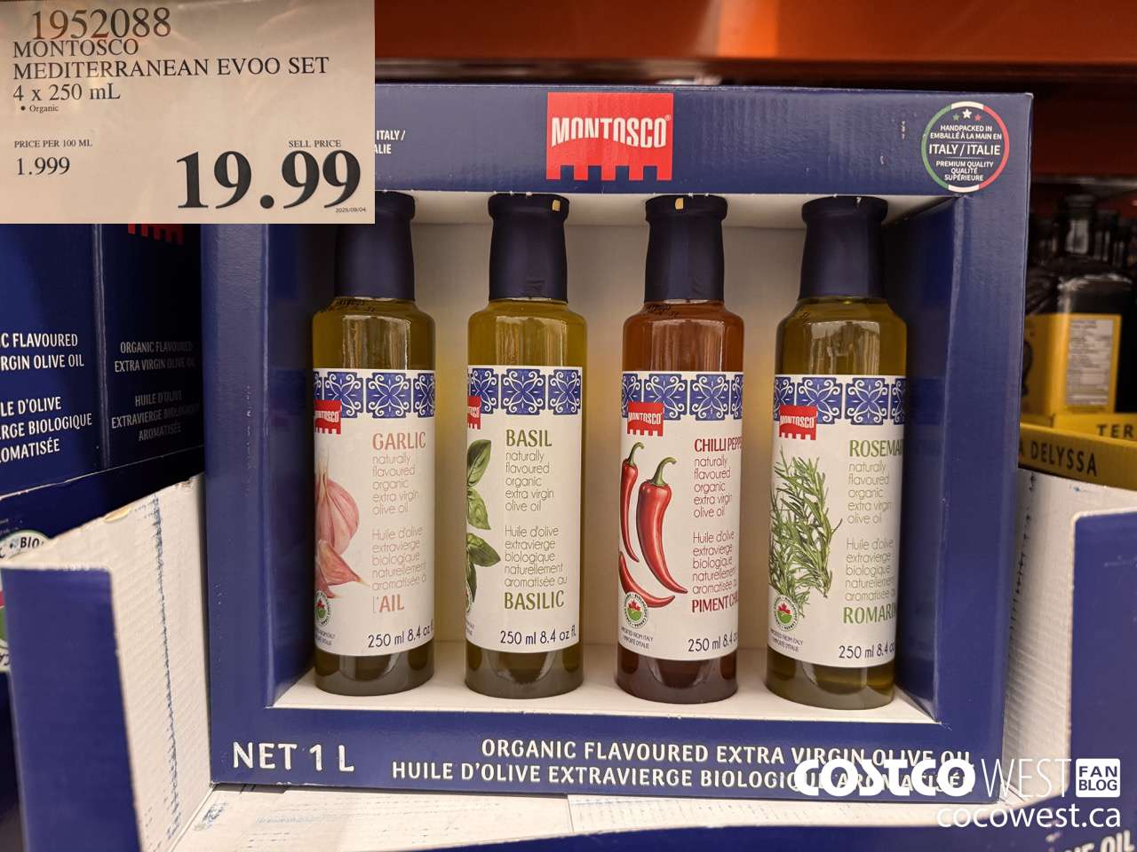 1952088 MONTOSCO MEDITERRANEAN EVOO SET 4 X 250ML $19.99