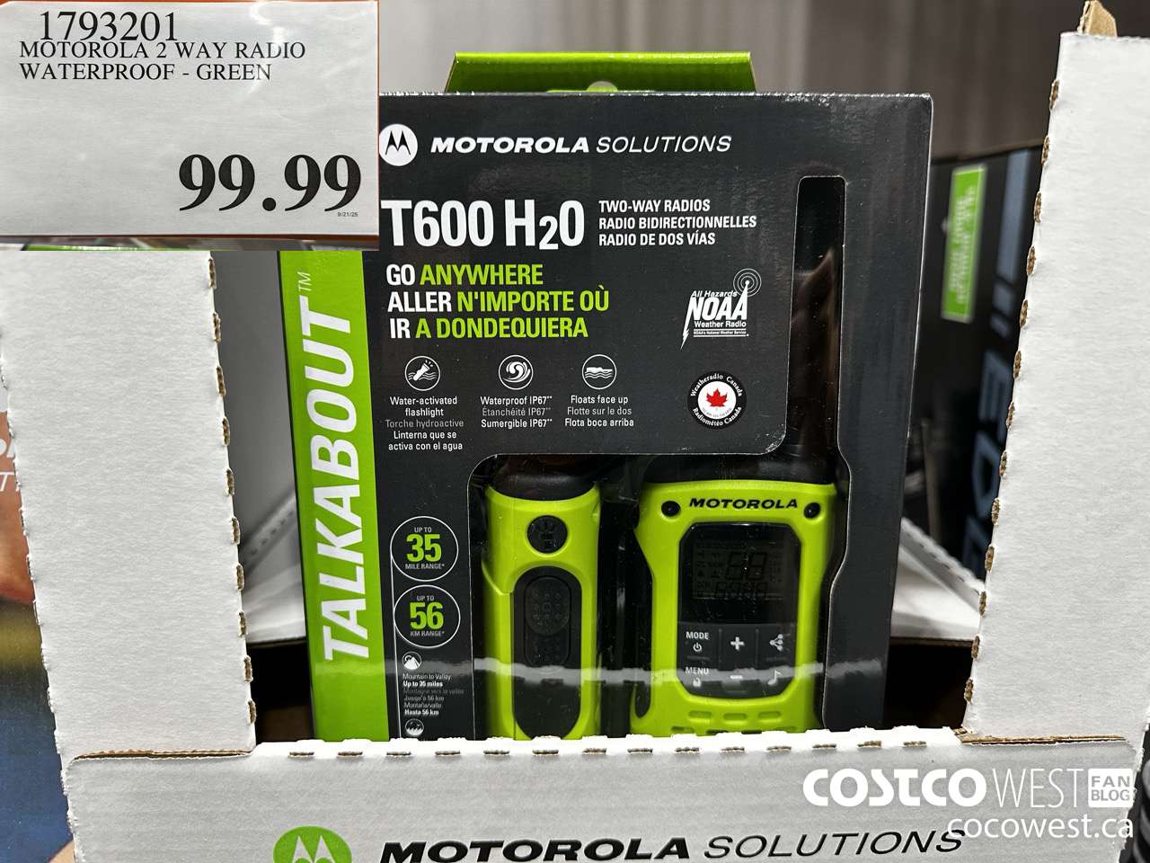 1793201 MOTOROLA 2 WAY RADIO WATERPROOF GREEN $99.99