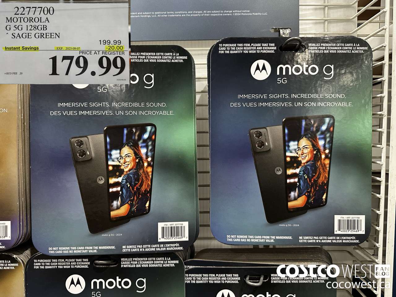 2277700 MOTOROLA G 5G 128GB SAGE GREEN ($20.00 INSTANT SAVINGS EXPIRES ON 2025-09-07) $179.99