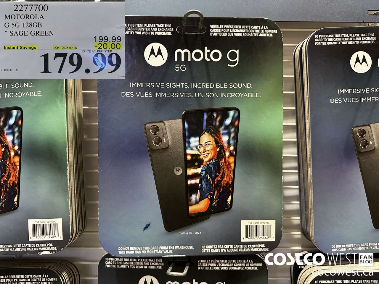 2277700 MOTOROLA G 5G 128GB SAGE GREEN ($20.00 INSTANT SAVINGS EXPIRES ON 2025-09-28) $179.99