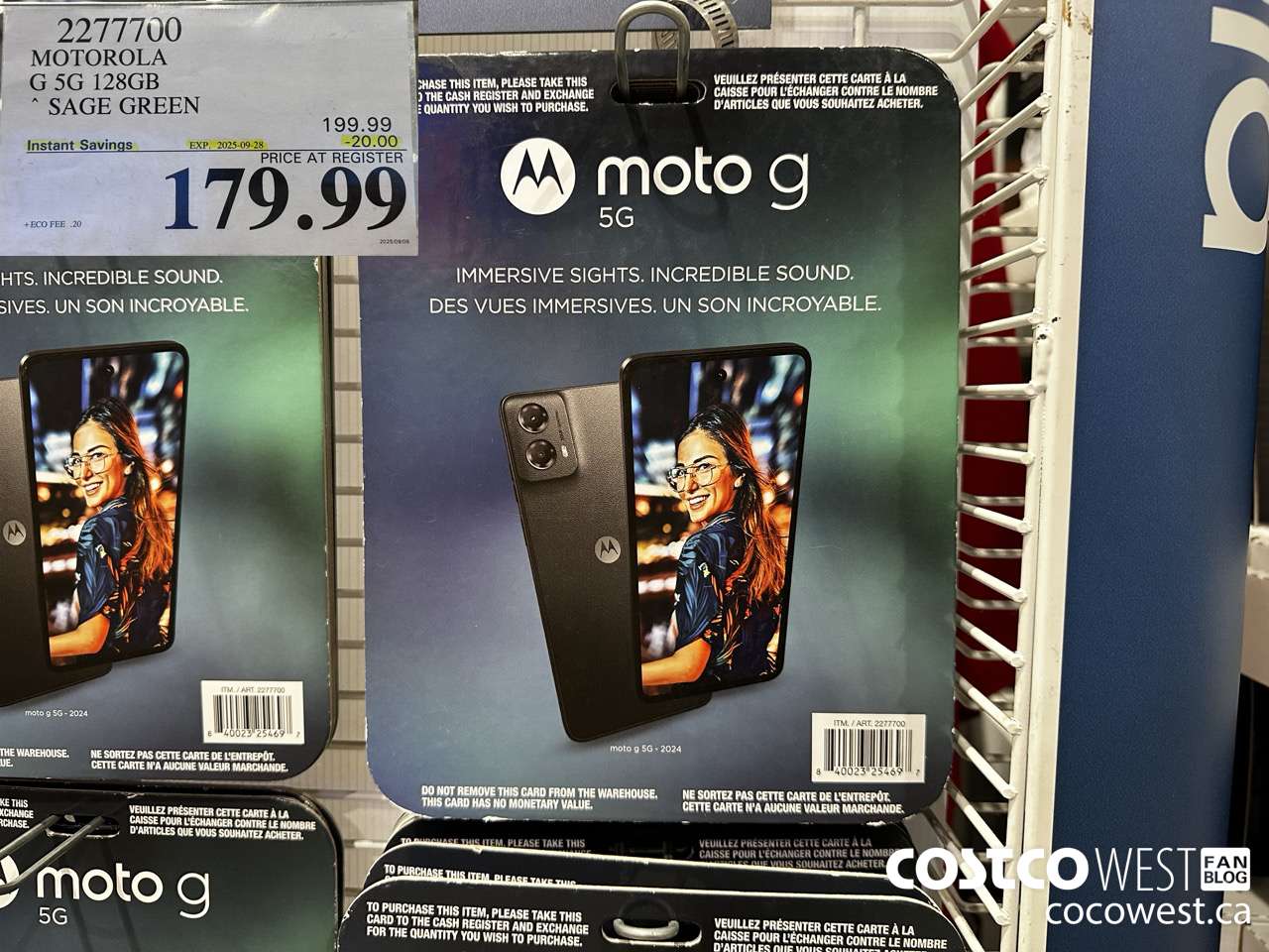 2277700 MOTOROLA G 5G 128GB SAGE GREEN ($20.00 INSTANT SAVINGS EXPIRES ON 2025-09-28) $179.99