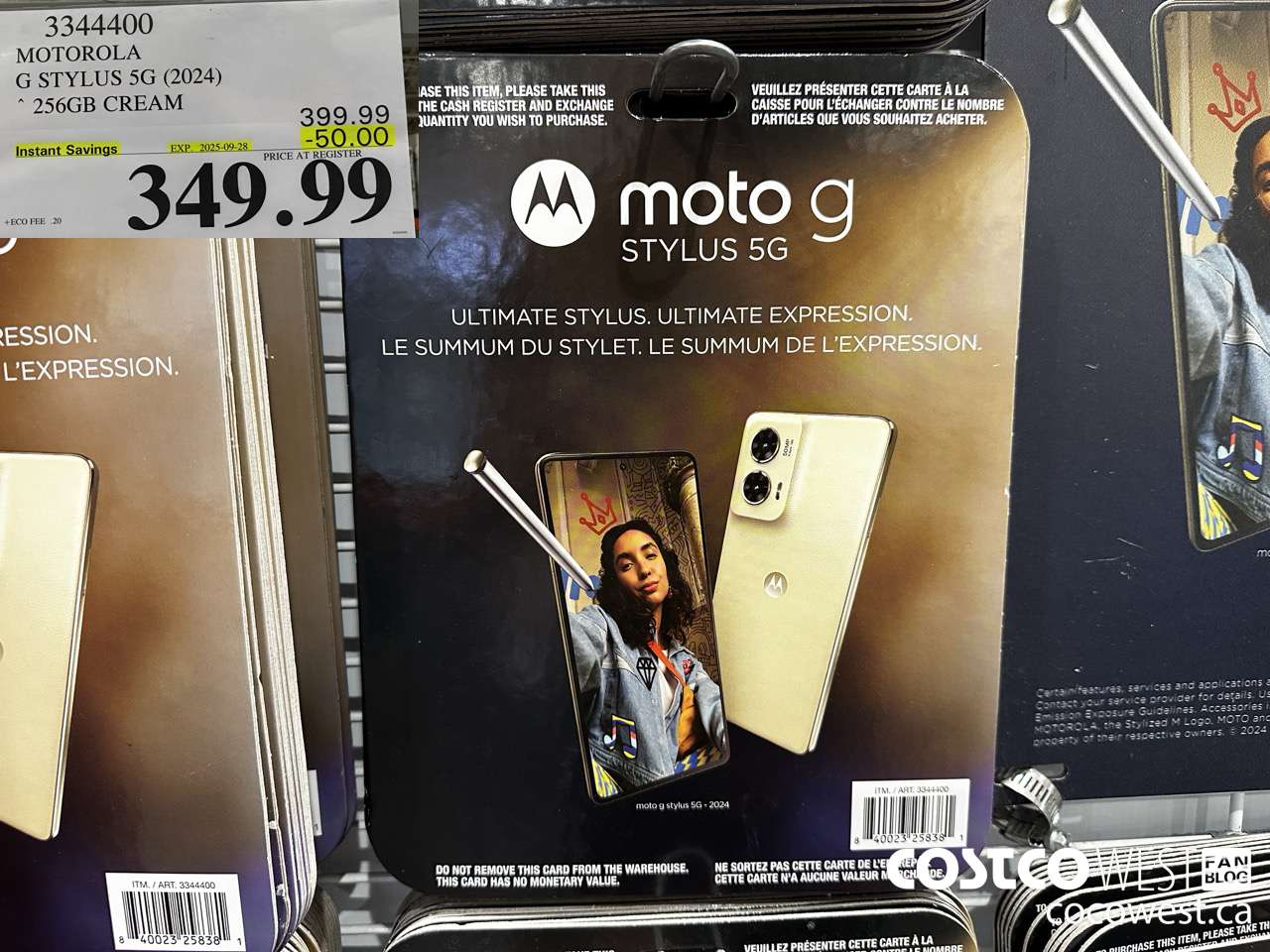 3344400 MOTOROLA G STYLUS 5G (2024) 256GB CREAM ($50.00 INSTANT SAVINGS EXPIRES ON 2025-09-28) $349.99