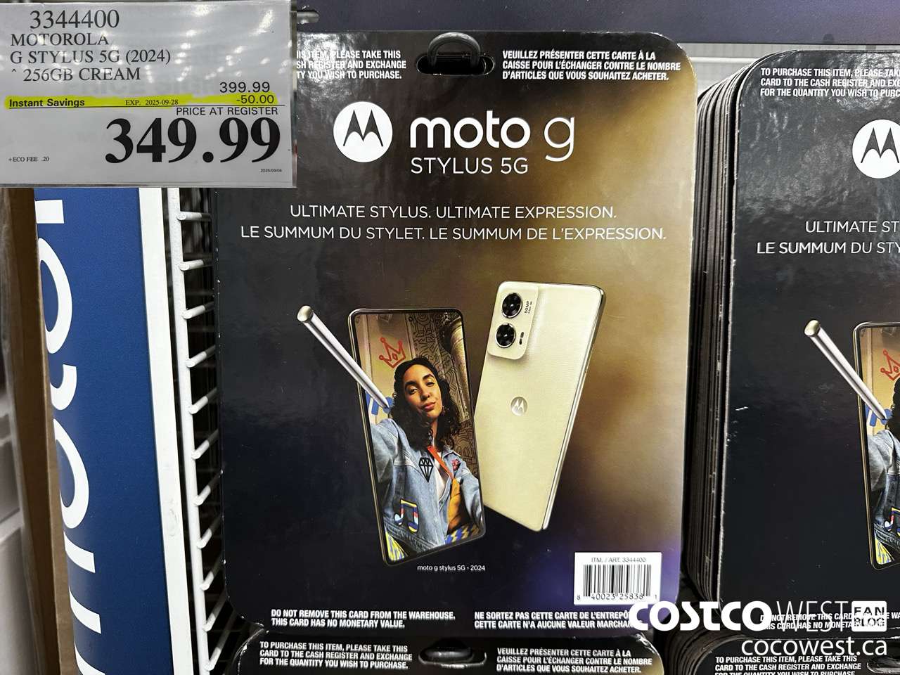 3344400 MOTOROLA G STYLUS 5G (2024) 256GB CREAM ($50.00 INSTANT SAVINGS EXPIRES ON 2025-09-28) $349.99