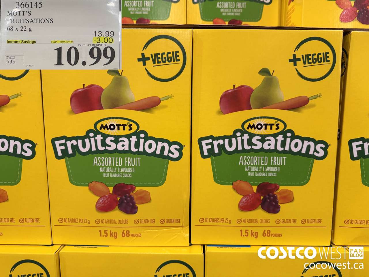 366145 MOTT'S FRUITSATION 68 x 22 g ($3.00 INSTANT SAVINGS EXPIRES ON 2025-09-28) $10.99