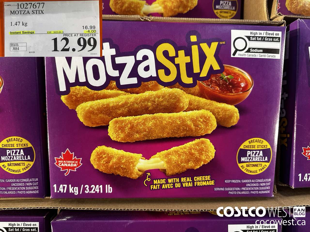 1027677 MOTZA STIX 1.47 kg ($4.00 INSTANT SAVINGS EXPIRES ON 2025-09-21) $12.99