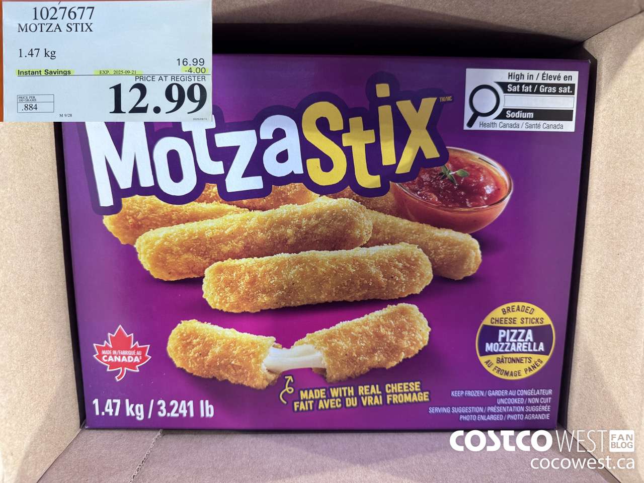 1027677 MOTZA STIX 1.47 kg ($4.00 INSTANT SAVINGS EXPIRES ON 2025-09-21) $12.99