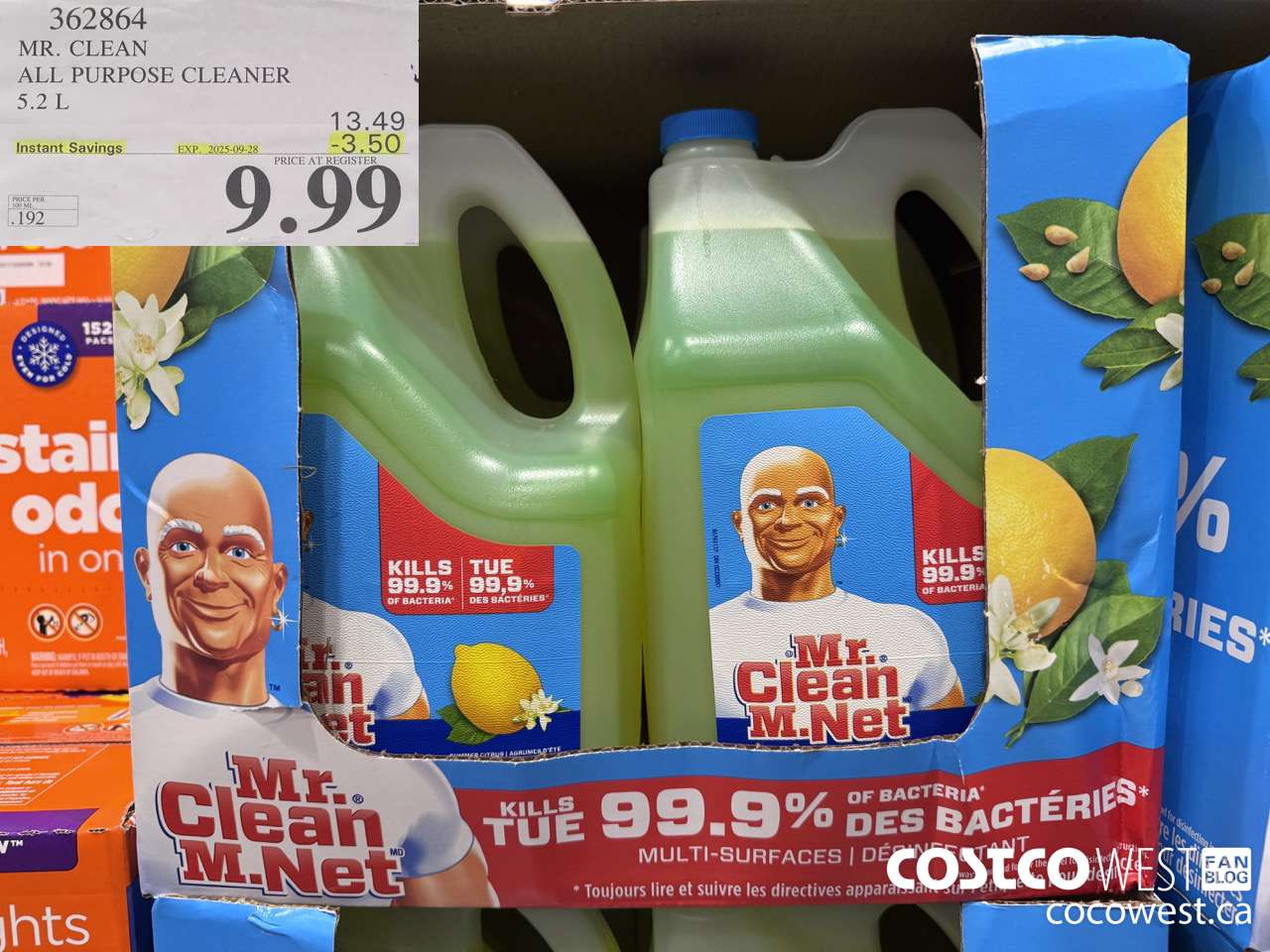 362864 MR. CLEAN ALL PURPOSE CLEANER 5.2 L ($3.50 INSTANT SAVINGS EXPIRES ON 2025-09-28) $9.99
