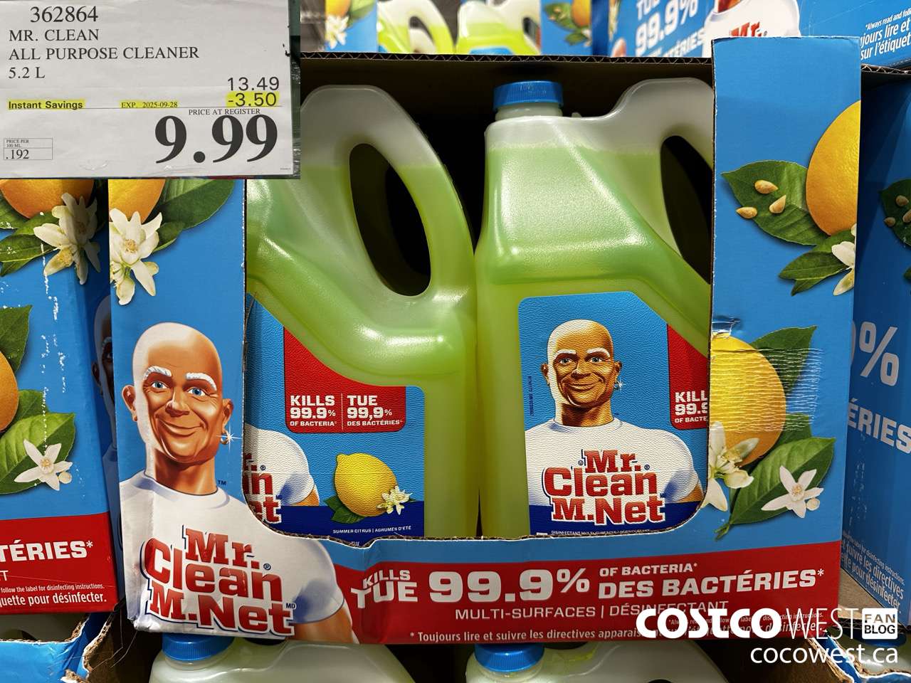 362864 MR. CLEAN ALL PURPOSE CLEANER 5.2 L ($3.50 INSTANT SAVINGS EXPIRES ON 2025-09-28) $9.99