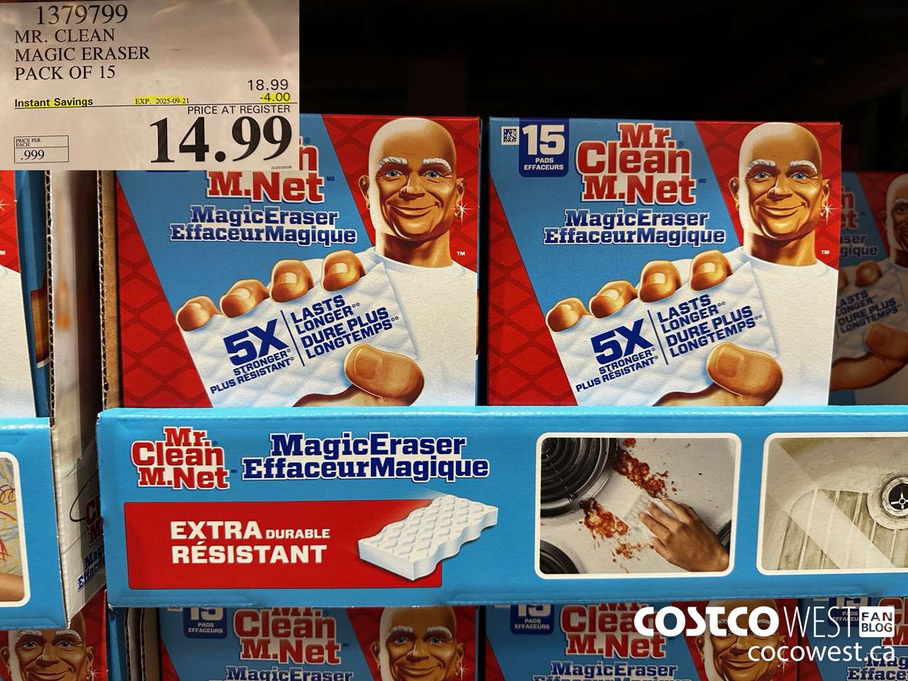 1379799 MR. CLEAN MAGIC ERASER VARIETY PACK PACK OF 15 ($4.00 INSTANT SAVINGS EXPIRES ON 2025-09-21) $14.99